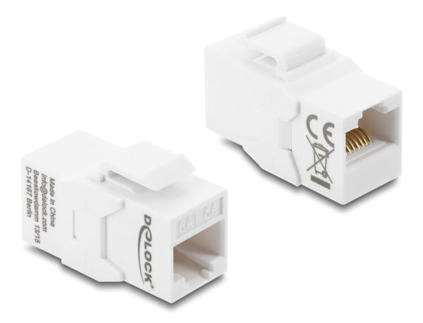 DELOCK Keystone module RJ45 90991, θηλυκό σε θηλυκό, Cat 6A UTP, λευκό